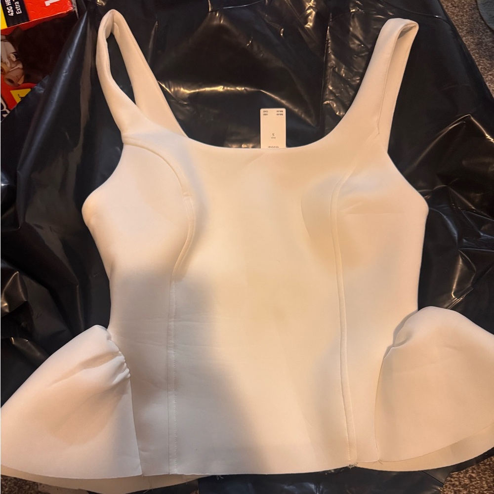 Maeve Cream Sculpted Peplum Camisole Top
